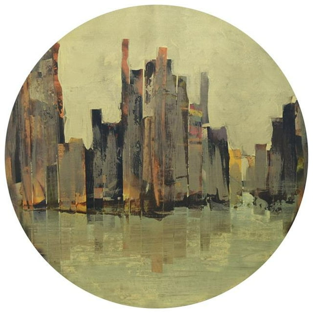 Empire Art Direct GCGR-61854-32 32 Pouces Circulaire Or Ville Toile Art Mural