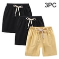 thumbnail image 4 of Ruyang 3 Pack Kids Boys Cotton Linen Shorts Girls Elastic Waist Drawstring Pull On Bermuda Short Toddler Summer Beach Casual Jogger, 4 of 4