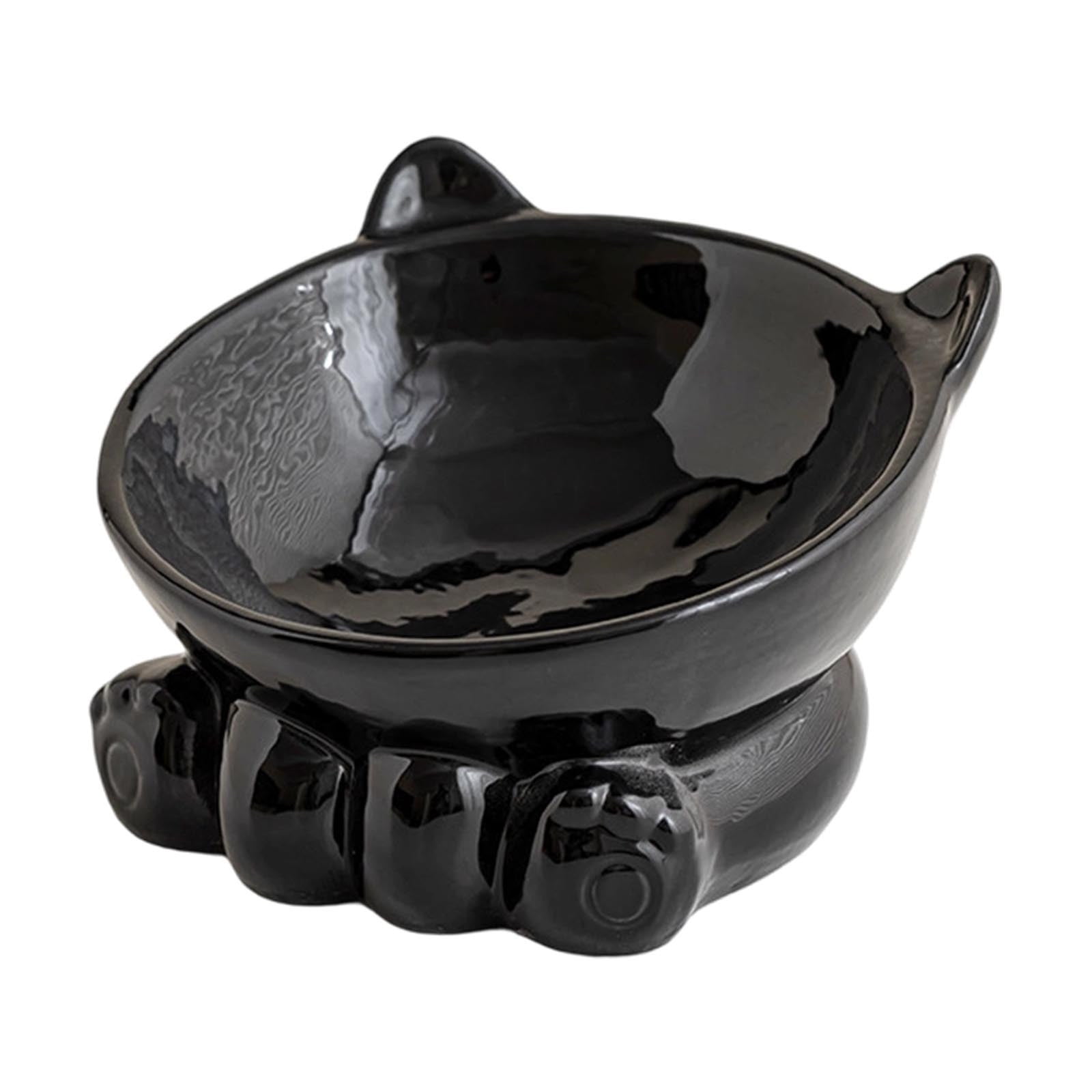 Cute Anti-Choke Cat Bowl with Cervical Spine Protection, Non-Spill and Non-Tip Design, Prevents Black Chin, Ceramic Material