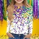 thumbnail image 1 of Blusas y camisas de manga larga con cuello redondo Camisas con estampados de manga larga Cuello redondo lindo Blusas casuales elegantes Ropa Camisas de cuello redondo Niña Top de poliéster, 1 of 5