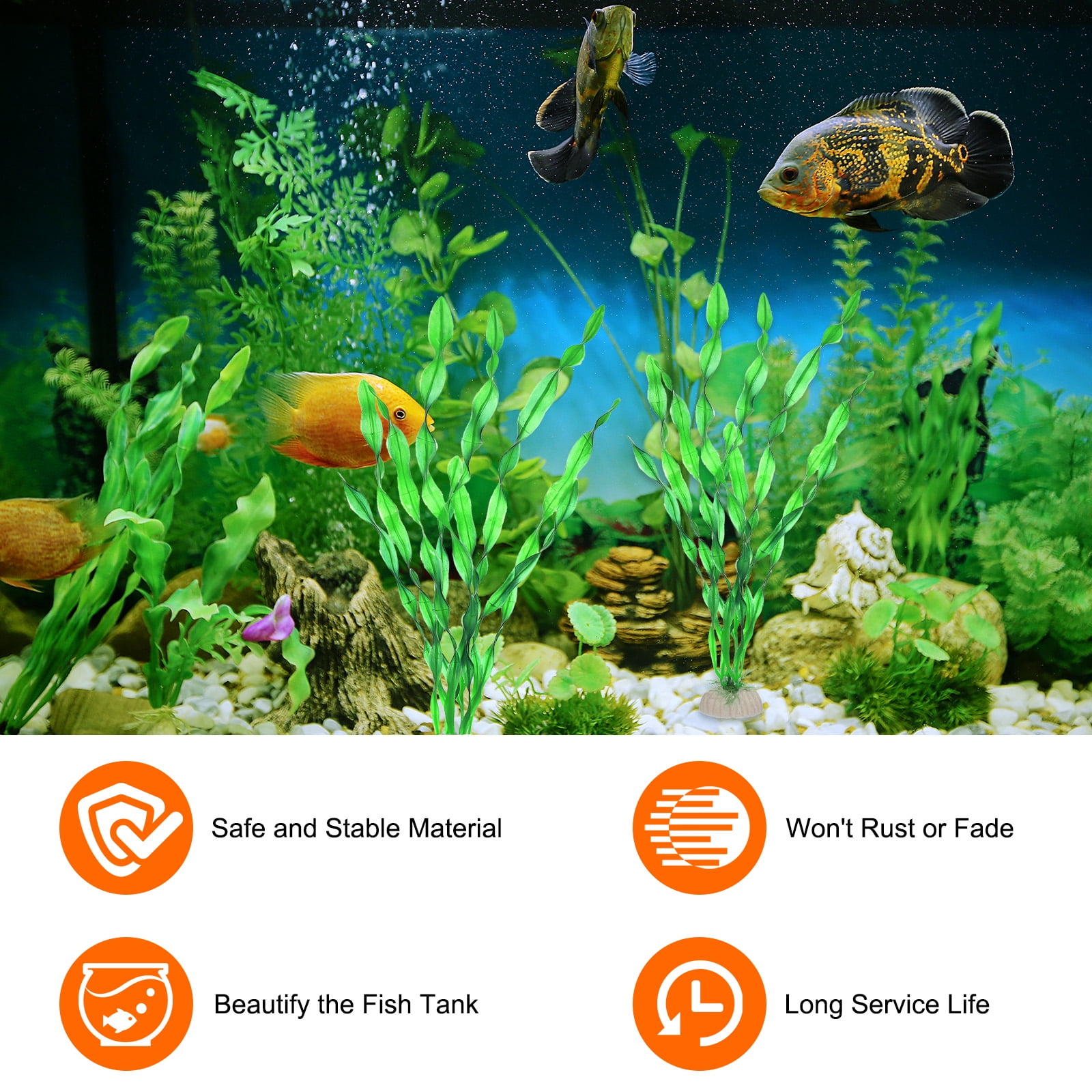 Aquarium Artificial Plants 10 Pcs Fish Tank Plants Decorations Accessories Aquatic Ornaments Decor Water Grass Green (Seaweed)