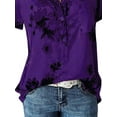 thumbnail image 4 of DYMADE Women Short Sleeve Stand-Up Collar Pullover Tops Floral Print Basic Blouse, 4 of 4