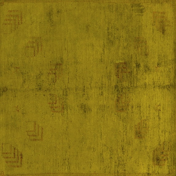 Ahgly Company Indoor Square Abstract Yellow Modern Area Rugs, 8' Square