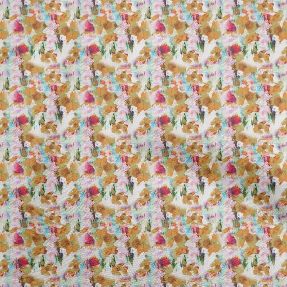 oneOone Cotton Poplin Brown Fabric Abstract Floral Sewing Craft Projects Fabric Prints By Yard 42 Inch Wide