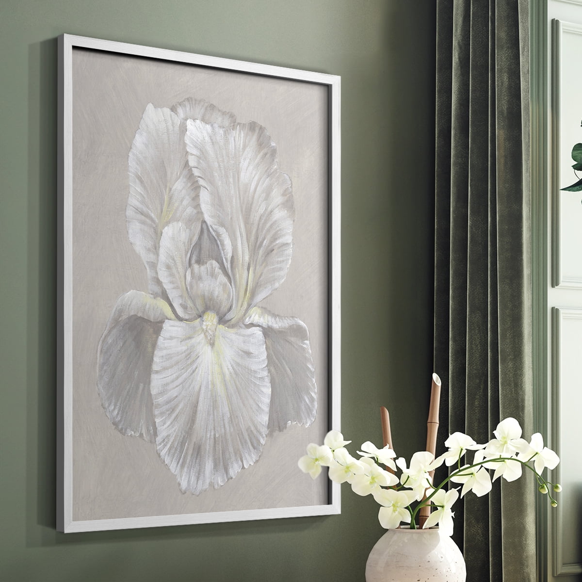 White Iris I Framed Print in White Solid Wood 11 x 14 Framed Print