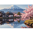 thumbnail image 4 of Japanese Style Landscape Backdrop with Mount Fuji Cherry Blossoms and Pavilions Banner Party Decorations Photography Props Event Decors Festival Backgrounds, 4 of 7