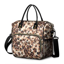 Beige and Brown Leopard Pattern Womens Lunch Box for Work,Insulated Large Lunch Bag for Tween and Teen,Loncheras Para Mujer,Leakproof Adult Lunch Bag for Work,Beach,Travel,Picnic,Camping