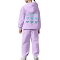 thumbnail image 6 of BUWTTED Girls Activewear Jogger Sets - 2 Piece Heart Print Graphic Pullover Hoodie Sweatshirt Sweatpants Sweatsuit Outfits Purple 6-7 Y, 6 of 7