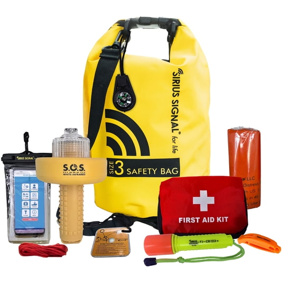 Sirius Signal SB-3L Boating Safety and Emergency SOS Dry Bag Kit for Kayaks, Boats, and Paddle Craft - USCG Approved