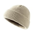 thumbnail image 2 of Winter Knitted Fishermen Beanie Hats for Men Merino Wool Short Cuffed Skull Cap Trawler Beanies Watch Hat for Women, 2 of 8