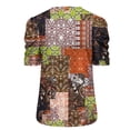 thumbnail image 4 of DeHolifer Women Casual T-Shirts Plus Size Floral Printed Trendy V-Neck Short Sleeve Loose T-Shirt Blouse Tops Army Green XL, 4 of 5