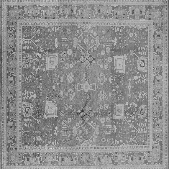 Ahgly Company Indoor Square Oriental Gray Industrial Area Rugs, 4' Square