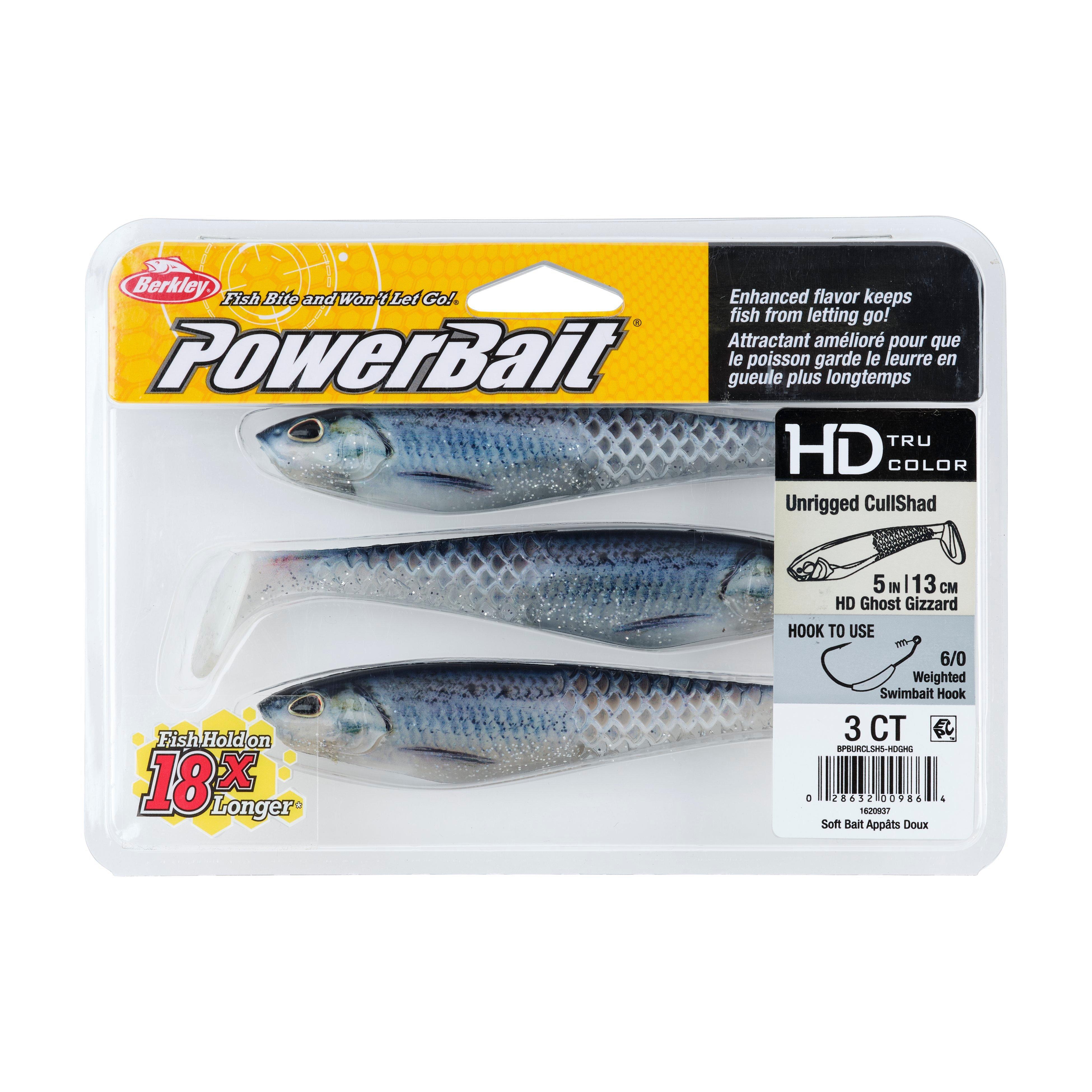 Berkley PowerBait® Unrigged CullShad, 5 in, HD Ghost Gizzard
