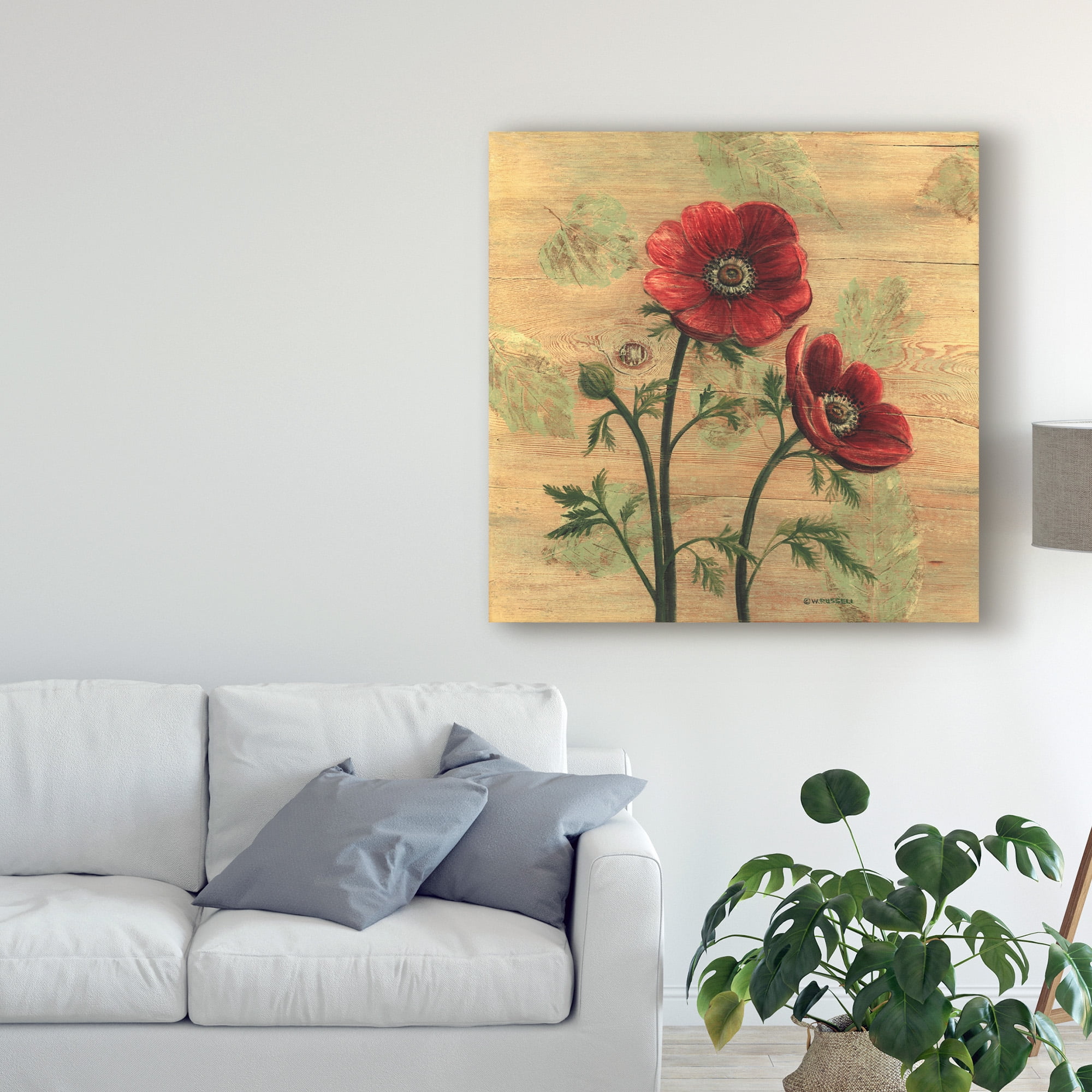 Trademark Fine Art 'Anemone on Wood' Canvas Art by Wendy Russell