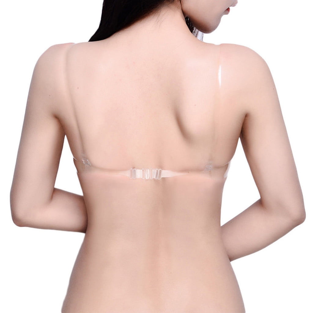 Tarmeek Women's Invisible Adjustable Straps Unlined Bra Transparent Bodycon  Plastic Cup Bra Transparent Lingerie Underwear Bra Tops for Teen Girls 