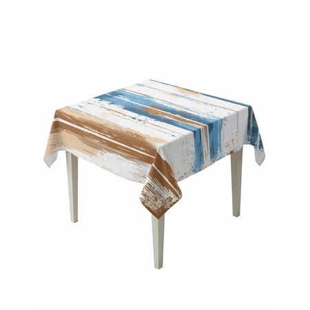 Vintage Blue Table Cloth 60x60 Inch Square Brown Wood Grain Mottled Texture Abstract Art Waterproof Tablecloth Washable Table Cover for Party Picnic Dinner Decor