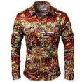 thumbnail image 3 of Mens Shirts Casual Carnival Stylish Big Tall Digital Print Long Sleeve Lapel Top Loose Party Daily Wear Comfortable Shirt for Men Red S, 3 of 4