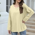 thumbnail image 3 of STETMN Plus Size Women's V Neck Tops Plain Long Sleeve Casual T-Shirt Loose Fall Basic Shirts, 3 of 8