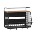 thumbnail image 1 of Magnetic Shelf for Fridge with Wood Lid Spice Rack for Refrigerator Fruit Basket with 4 Hooks for Kitchen Organization, 1 of 8