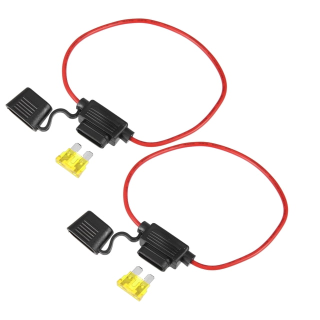 2 Juegos 16 Calibre Coche Hoja Estilo En Línea Fusible Soporte con 20A Fusible