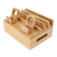 thumbnail image 3 of Charging Station Rack, Multipurpose Bamboo Charging Station Save Space 5 Ports  For Tablets For Dorm For Home For Watches Black,Natural Color, 3 of 8