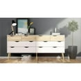 thumbnail image 2 of Pemberly Row Mordern Style 8 Drawer Wide Dresser in White and Oak, 2 of 9