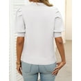 thumbnail image 3 of Cogild Puff Sleeves Sweaters for Womens Short Sleeve Crew Neck Oversized Sweaters Tops Solid Color, 3 of 6