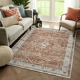 thumbnail image 3 of Boho Vintage Round Rug ft- Faux Wool Dreely Washable Area Rug Small Distressed Throw Rugs Floor Carpet for Door Mat Entryway Bedrooms Laundry (Round - ; Diameter Border ), 3 of 7