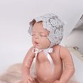 thumbnail image 2 of ITFABS Babies Prop Bonnets, Floral Lace Ruffle Edge Bottom Straps Tie Photography Cap, 2 of 4