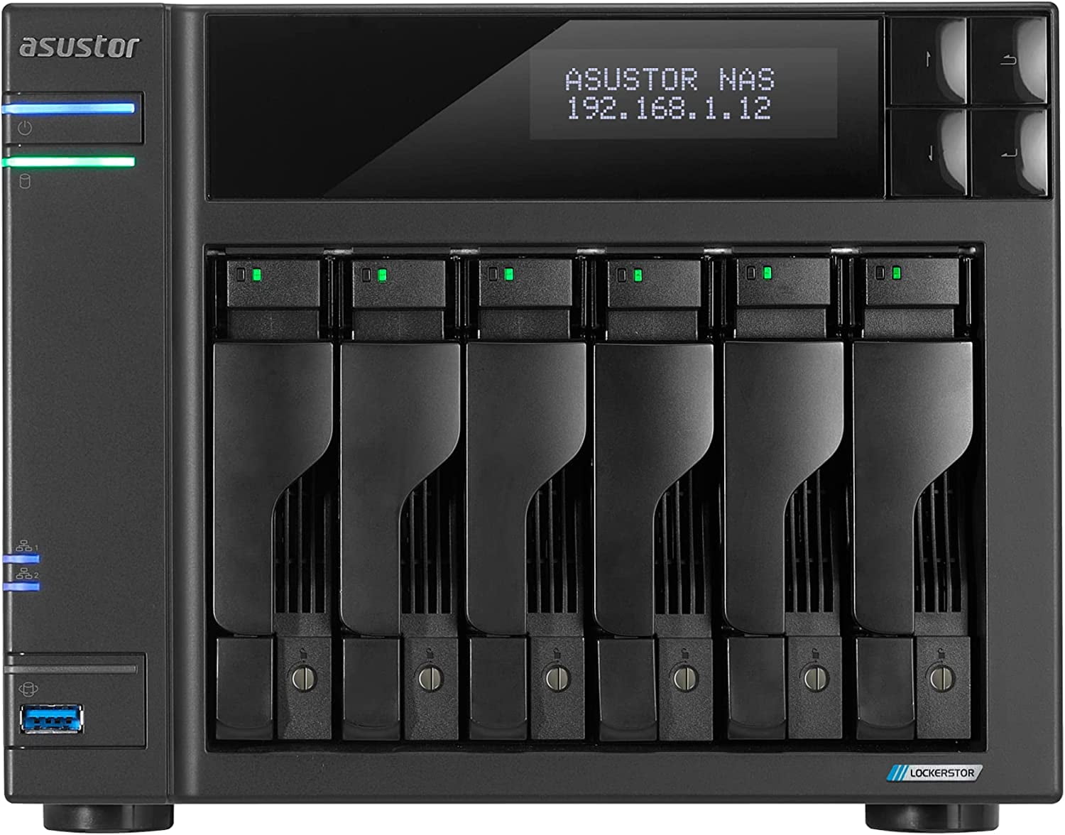 Asustor AS6706T v2 Lockerstor 6 Gen2+ 6 Bay NAS, Quad-Core 2.0GHz CPU, 2x5GbE ,8GB RAM DDR4, 4x M.2 SSD Slots (Diskless)