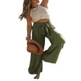 thumbnail image 3 of JUNWELL Women Linen Palazzo Lounge Pants High Waist Wide Leg Pants Summer Boho Beach Hippie Pants, 3 of 6