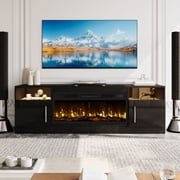 BOSSIN Fireplace TV Stand with 36 inch Fireplace Up to 80 TVs,LED Light Entertainment Center with Highlight Storage Cabinet for living room