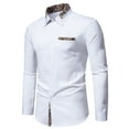 thumbnail image 2 of Lovskoo 2024 Long Sleeve Shirts for Men Casual Patchwork Button Turn-Down Collar Tops Blouse Shirt White-XL, 2 of 9