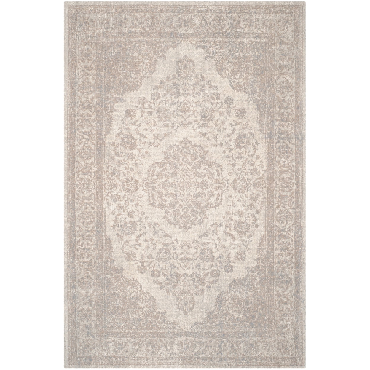 SAFAVIEH Classic Vintage Ivonette Overdyed Border Cotton Area Rug, Beige, 9' x 12'