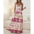 thumbnail image 4 of CHICME Nightgowns for Women Tie-Dye Print Spaghetti Strap Sleeveless Long house Dresses Women Nightshirts & Gowns with Pockets Dark Red-L, 4 of 9