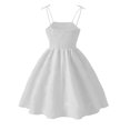 thumbnail image 4 of HAOTAGS Girls Dresses,Lightweight Sleeveless Round Neck Mid-Length Summer Bubble Dress White 6-7, 4 of 9