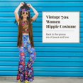 thumbnail image 4 of Disfraz de hippie de los años 70 para mujer, conjunto de accesorios para traje hippie de los años 60 y 70, chaleco con flecos, pantalones acampanados, diadema, pendientes con el signo de la paz, colla, 4 of 8