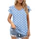 thumbnail image 1 of Camisas de Cuello de Tripulación de Manga Corta para las Mujeres Plisado Mangas de Ruffle, Cuello Redondo Casual Primavera Y Blusa de Verano, 1 of 5