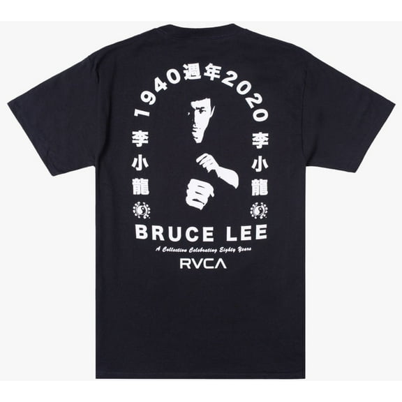 RVCA Men's X Bruce Lee Eighty Years Tee T-Shirt in Black (Small, Black)