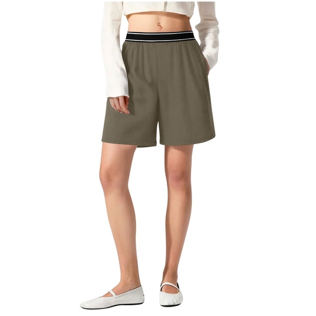 FRSASU Shorts de Randonnée pour Femmes Protection Solaire Légers Séchage Rapide Taille Élastique Shorts de Golf avec Poches Café S(S)