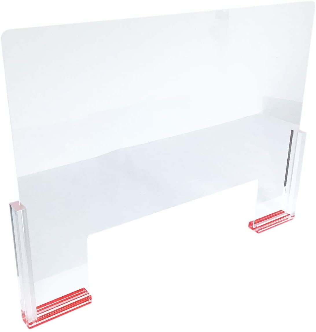 Clear Acrylic Sneeze Guard Safety Shield Screen Stand Nail Salon Counter Protect 