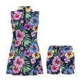 thumbnail image 3 of Yuyamidu Hawaiian Flower Womens Tennis Dress Zipper Athletic Dress for Women Size L Comfortable Workout Golf Dresses with Built-in Shorts Summer Outfits, 3 of 7