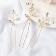 thumbnail image 4 of 6 piezas de perlas de cristal ShuxiuWang horquillas para el pelo con diamantes de imitación dorado, 4 of 5
