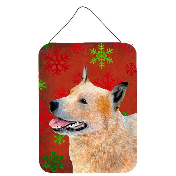 Carolines Treasures LH9317DS1216 Australian Cattle Dog Red Green Snowflakes Christmas Wall or Door Hanging Prints