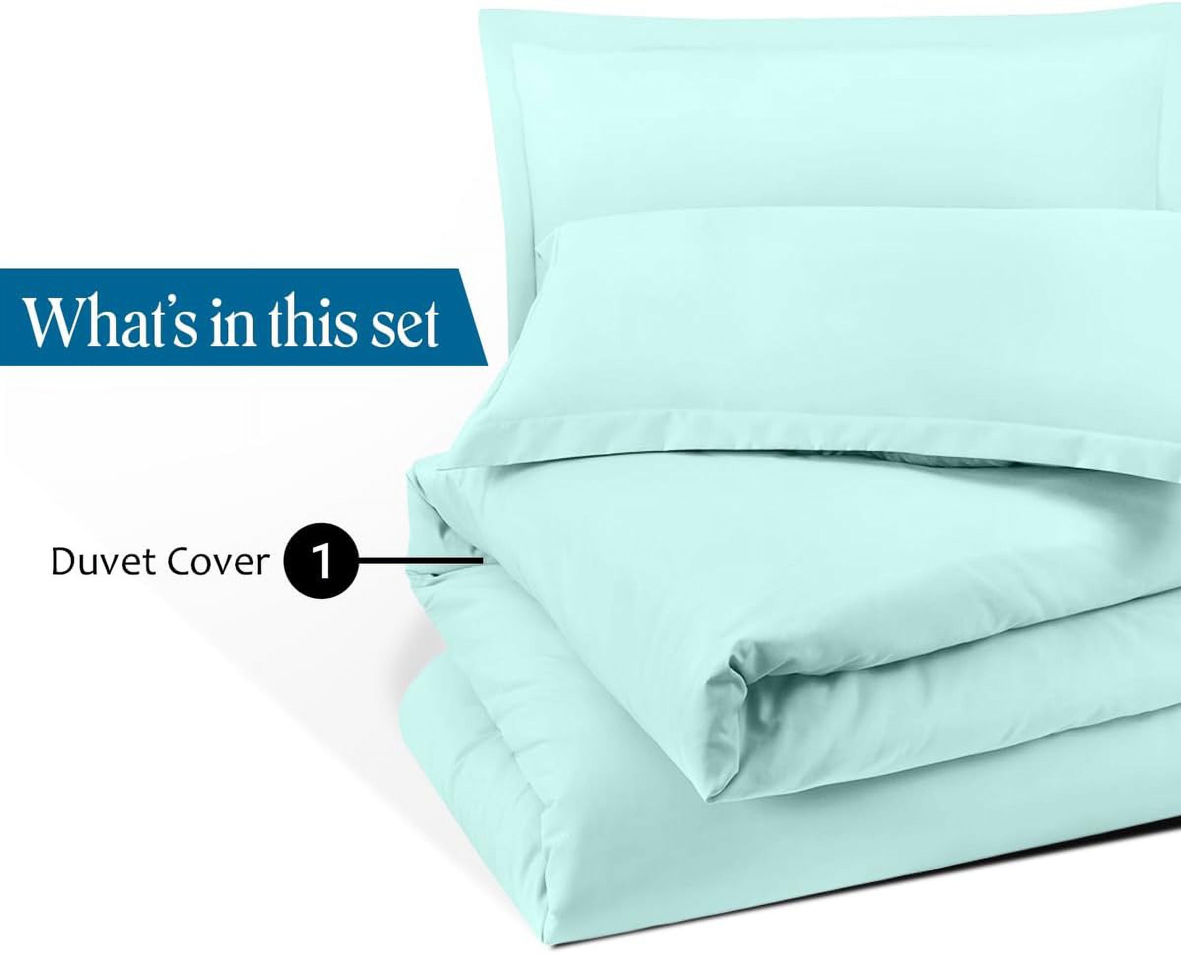 VEGAS HOTEL COLLECTION Classic Egyptian Cotton 1-Piece Duvet Cover { Zippered Closure } 1000 Thread Count- Fabulous Solid Looking Color Aqua Blue - Full Size