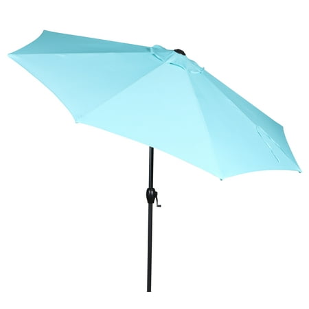 Mainstays Outdoor 9ft Aqua Round Outdoor Tilting Market Patio Umbrella with Crank