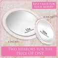 thumbnail image 2 of MIRRORVANA 20X & 15X Magnifying Mirror Set with 3 Suction Cups Each - Compact & Travel Ready Mirror for Makeup - Sizes: 6" and 4" Wide, 2 of 3