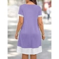 thumbnail image 3 of Cuteduck Women's Plus Summer Dress Short Sleeve U-Neck Color Block Tiered Half-Zipper Casual Frock 1X-5X, 3 of 10