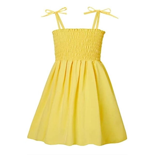 Qudderr Robe à Bretelles Spaghetti pour Bébé Fille, Dos Nu, Sans Manches, d'Été, Décontractée, Robe Soleil, Tout-Petit, Ligne A, Imprimée, en Coton, pour 1-5 Ans