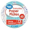 Great Value Everyday Paper Plates, 8 1/2, 45 Count